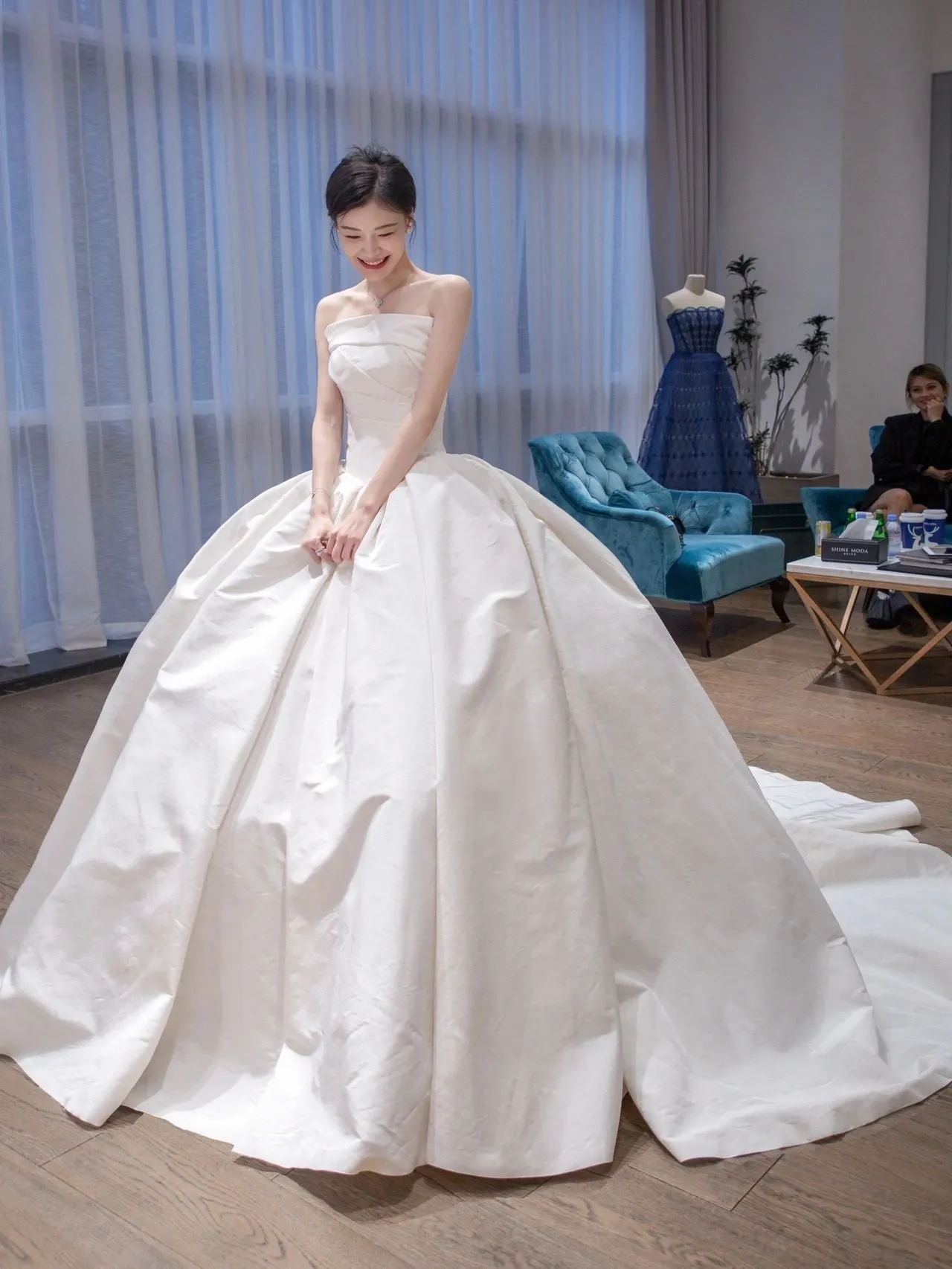 Simple Ball Gown Silk Taffeta Wedding Dress