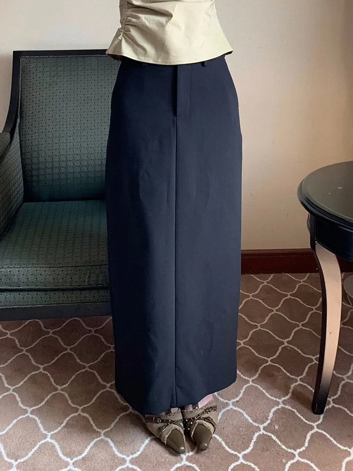 Simple Plain Formal Long-Skirt