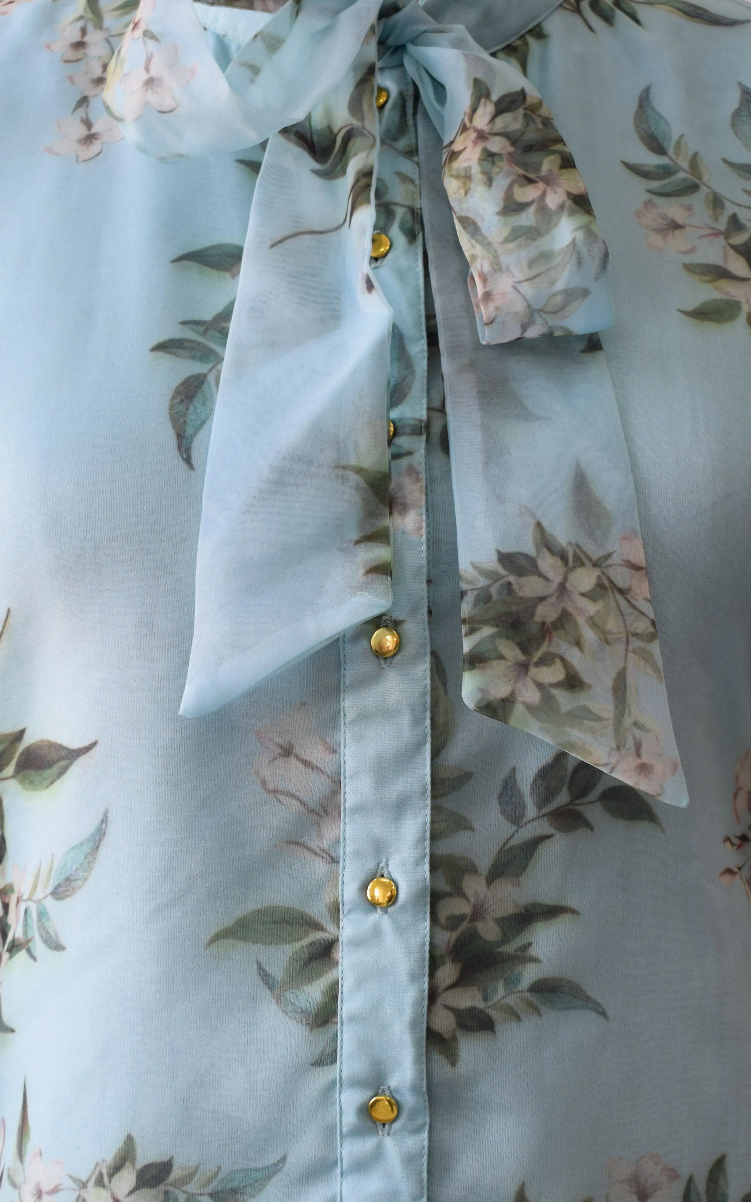 Sky Blue Tie-Up Organza Shirt