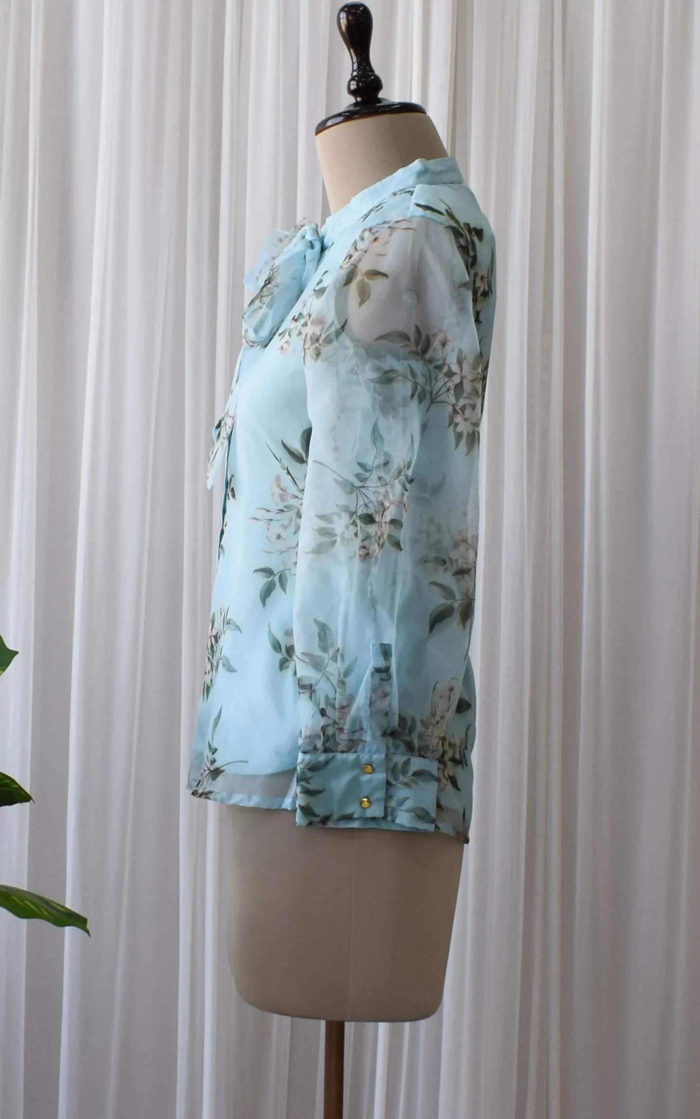 Sky Blue Tie-Up Organza Shirt