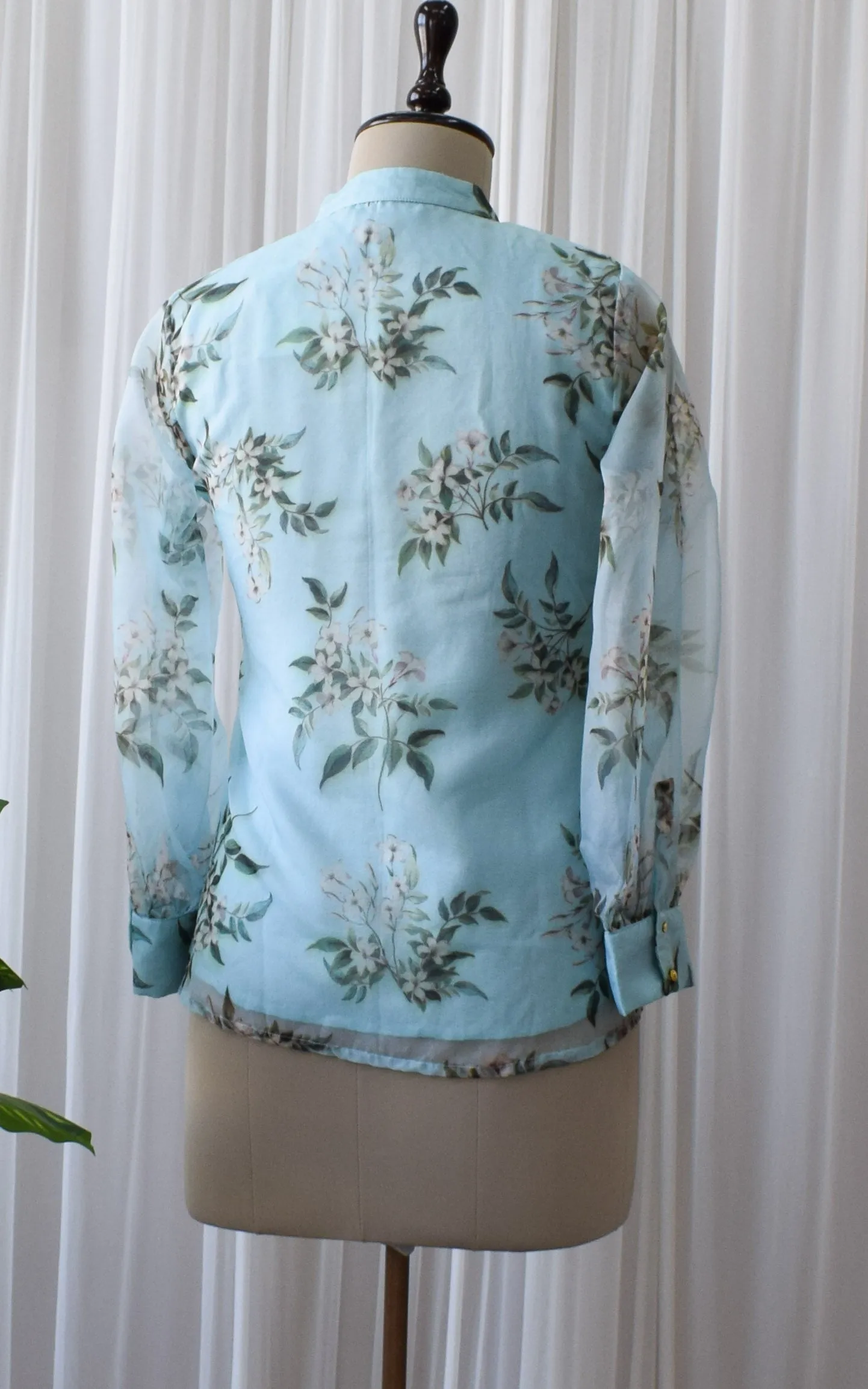 Sky Blue Tie-Up Organza Shirt