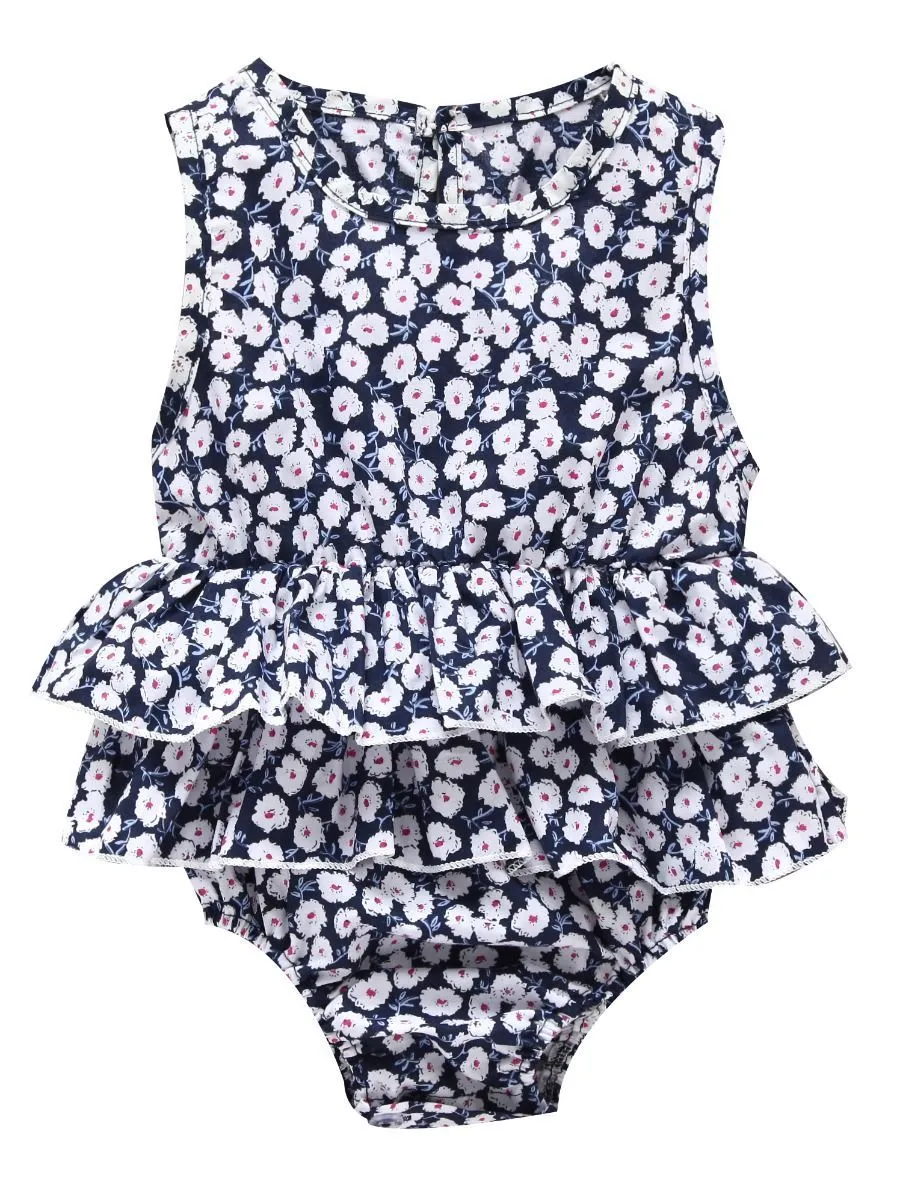 Sleeveless Frilled Floral Baby Collection Bodysuit Commercial Summer