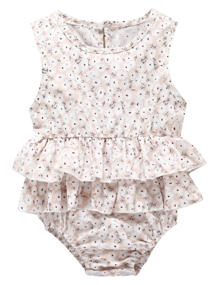 Sleeveless Frilled Floral Baby Collection Bodysuit Commercial Summer