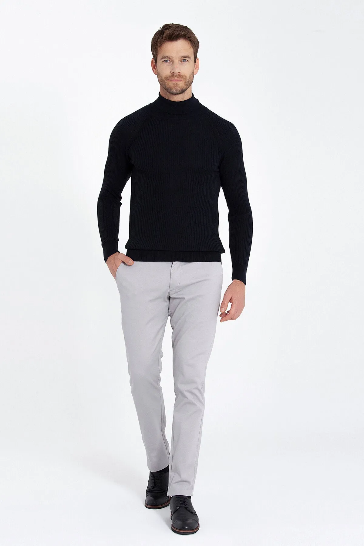 Slim Fit Navy Turtleneck Sweater