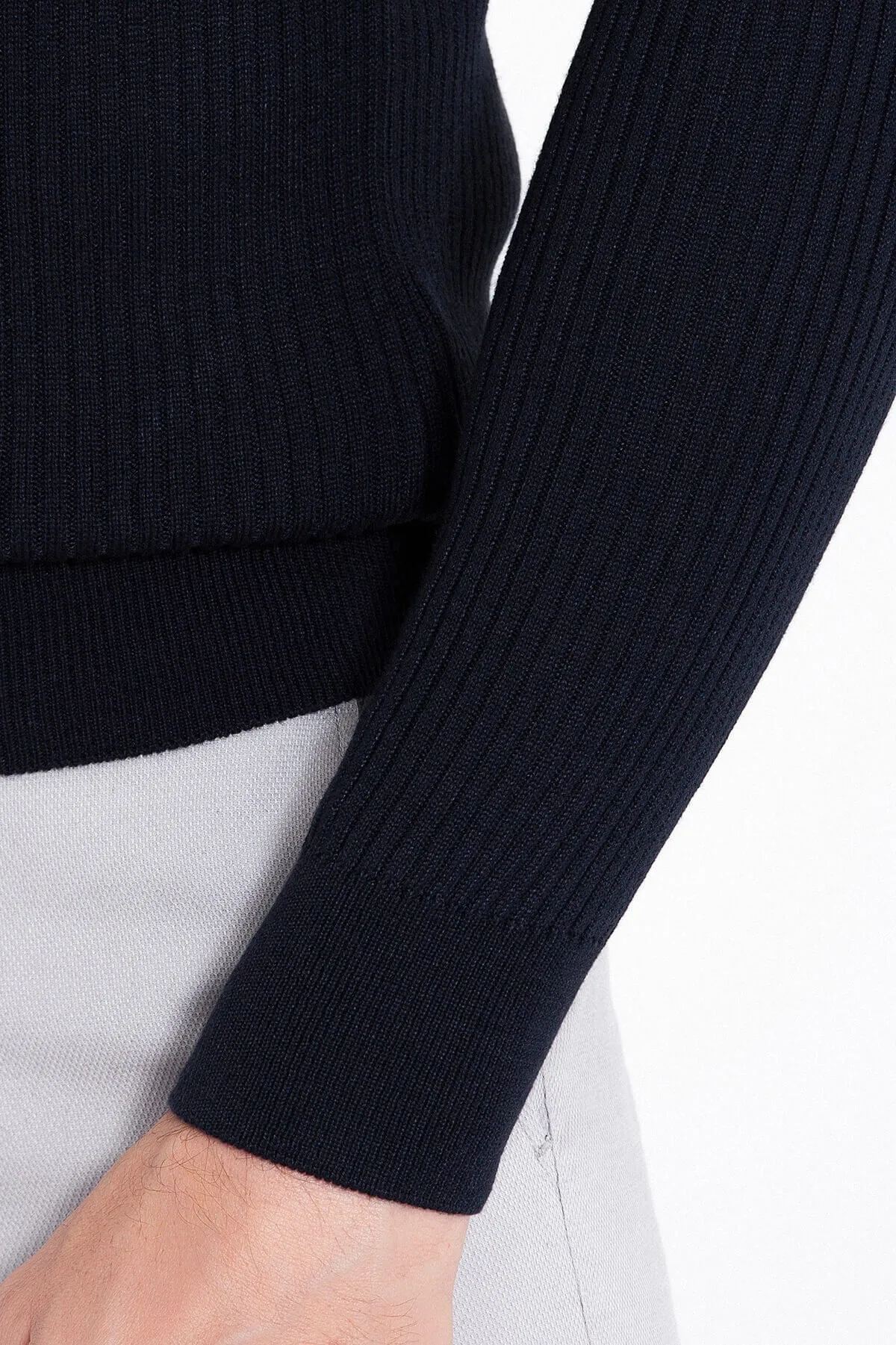 Slim Fit Navy Turtleneck Sweater