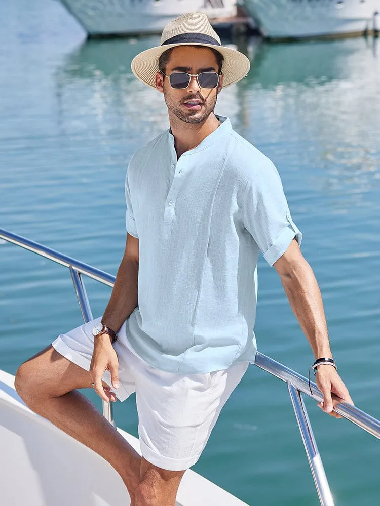 Soft Linen Blend Henley Shirt (US Only)