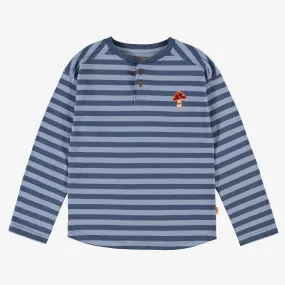 Souris Mini - Blue Striped Long Sleeve Mushroom Shirt