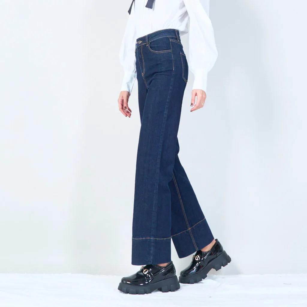 Straight-leg high-waist denim pants wholesale