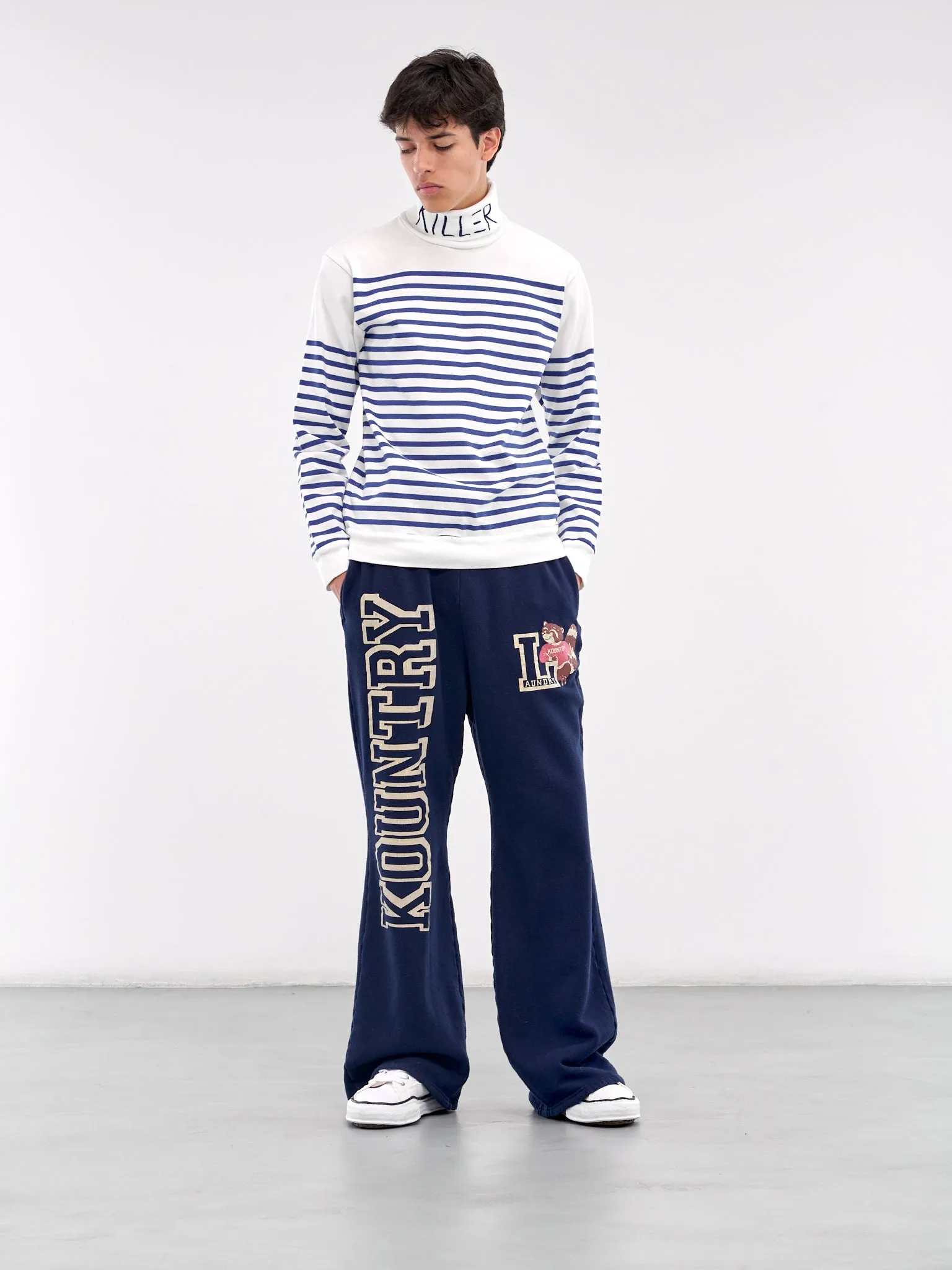 Striped Killer Embroidered Turtleneck (K2409LC020-WHITE)