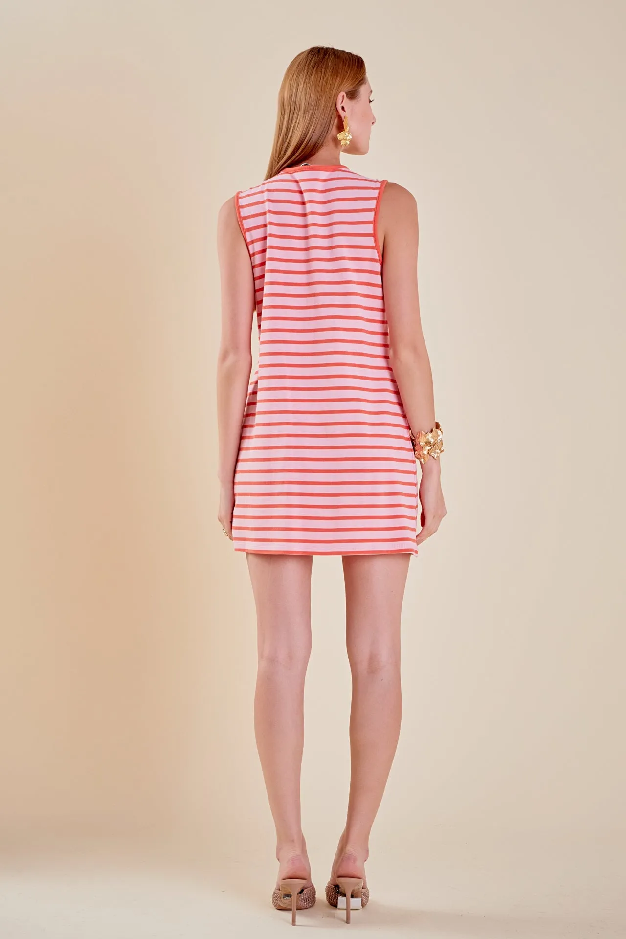 Striped Knit Lace Up Dress