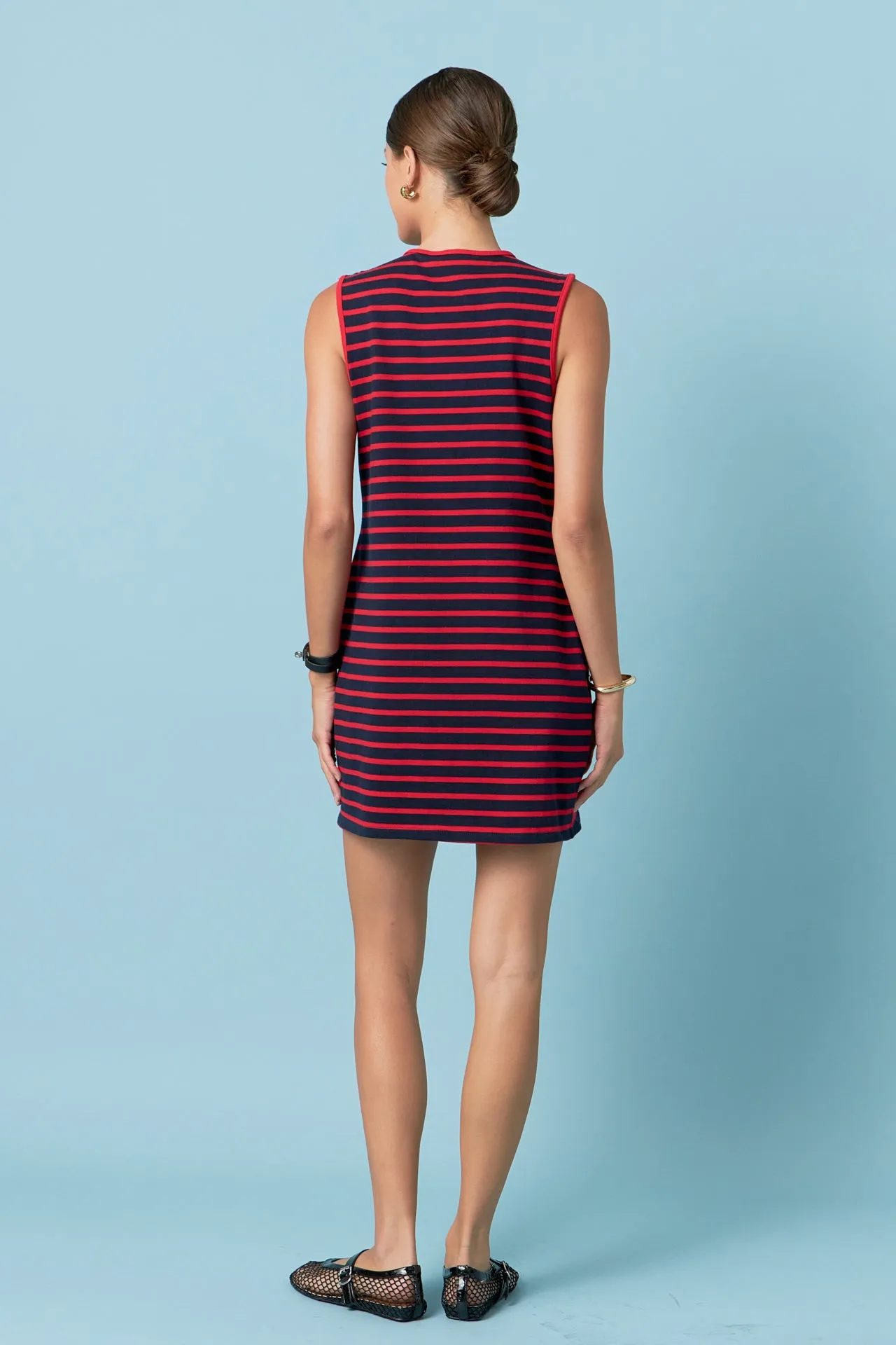 Striped Knit Lace Up Dress