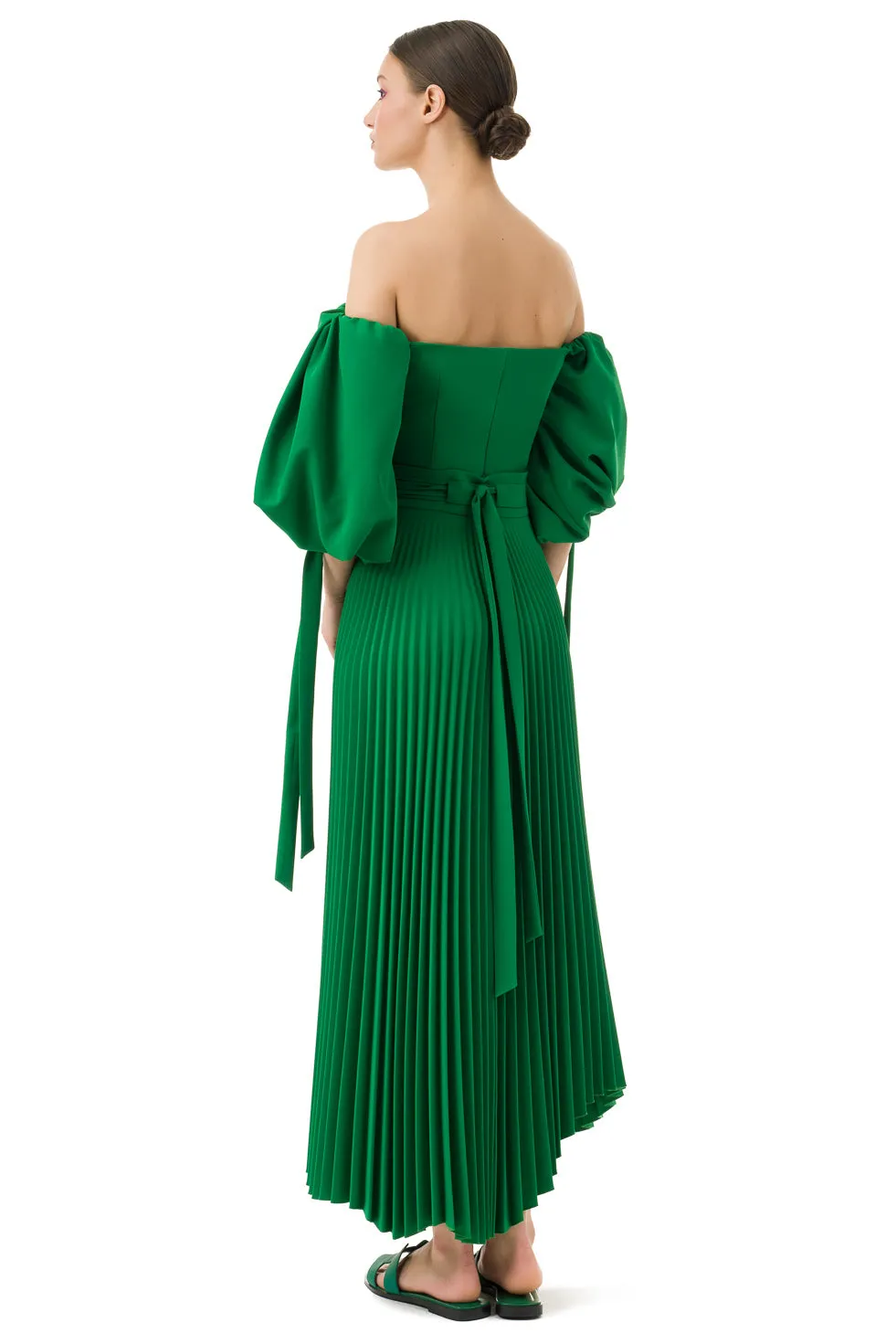 Tammarra Green ASYMMETRIC PLEATED LONG SKIRT