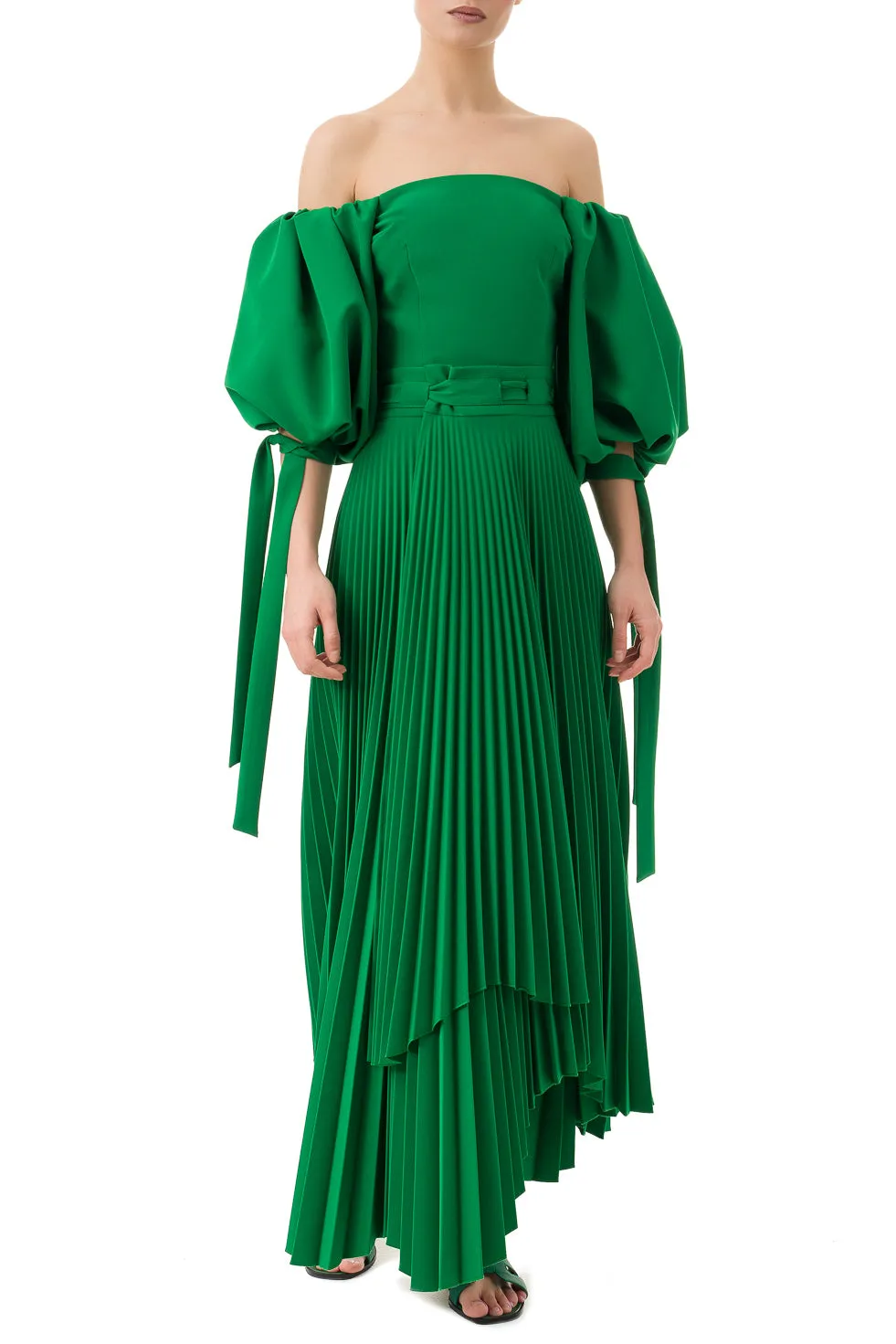 Tammarra Green ASYMMETRIC PLEATED LONG SKIRT