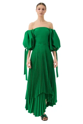 Tammarra Green ASYMMETRIC PLEATED LONG SKIRT