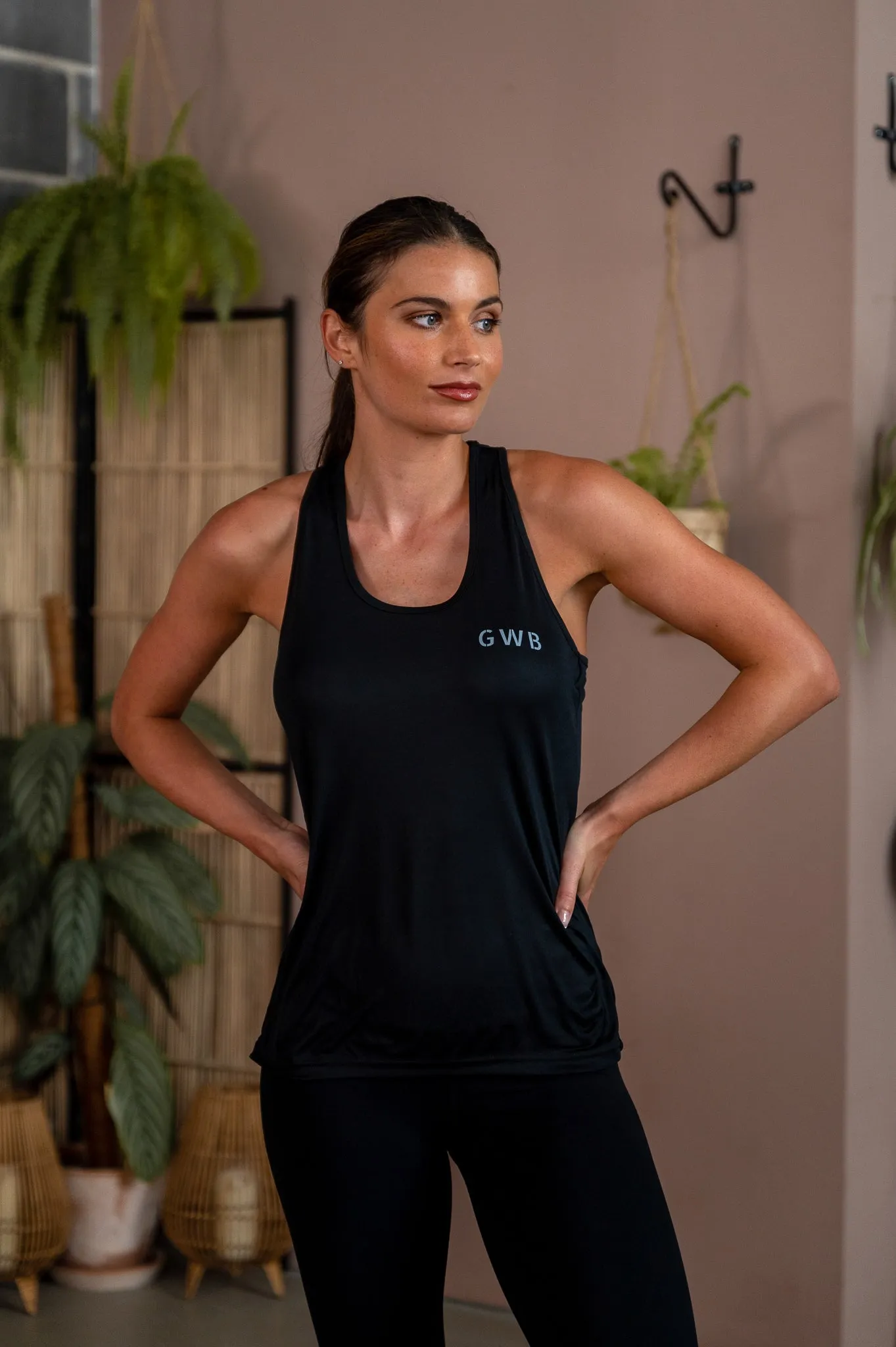 The Alpha Knot Back Vest Top in Black