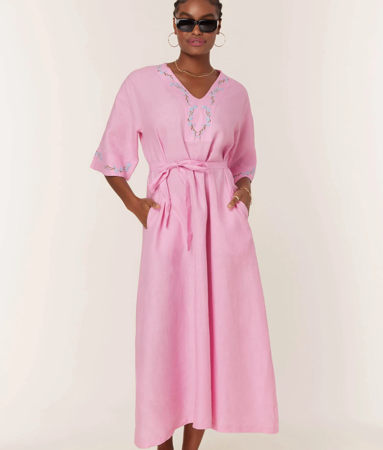 The Kepez Kaftan Dress - Linen - Aster