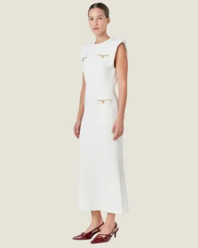 The Ritz: Off White Knit Padded Maxi Dress