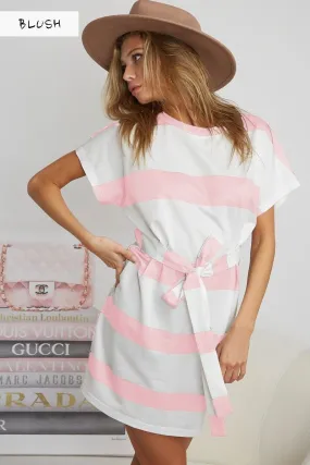 Tie Front Stripe Knit Dress