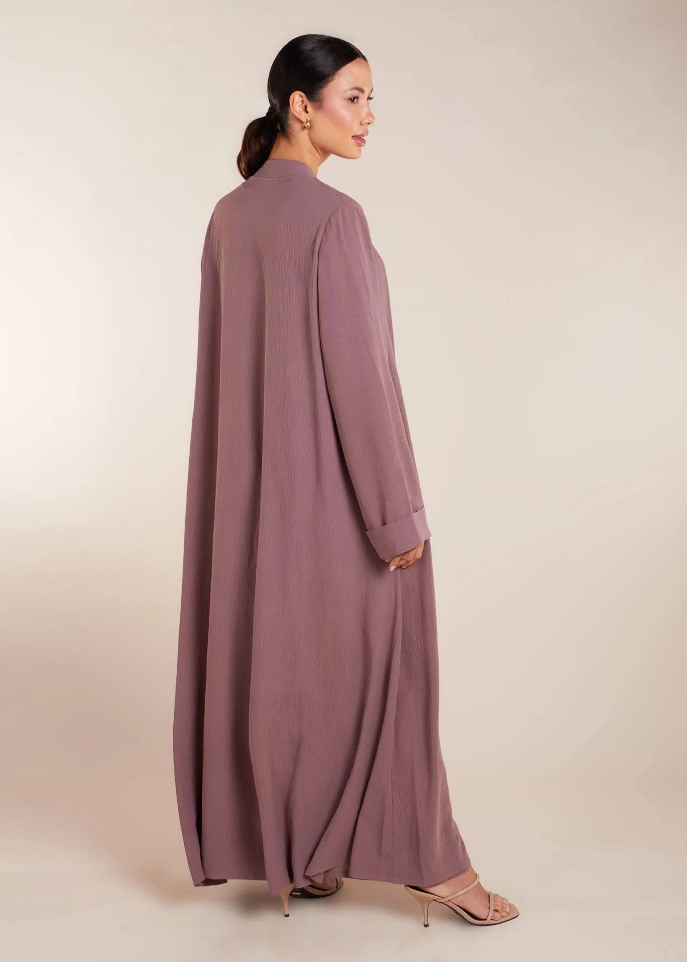 Two Piece Open Abaya with Slip Rose