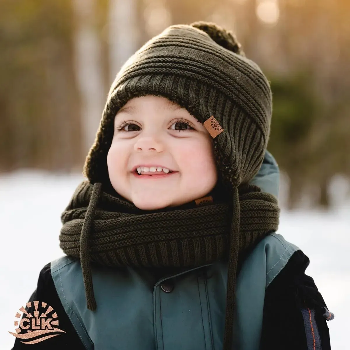 Unisex Cotton Knit Winter Hat - Olive | CALIKIDS