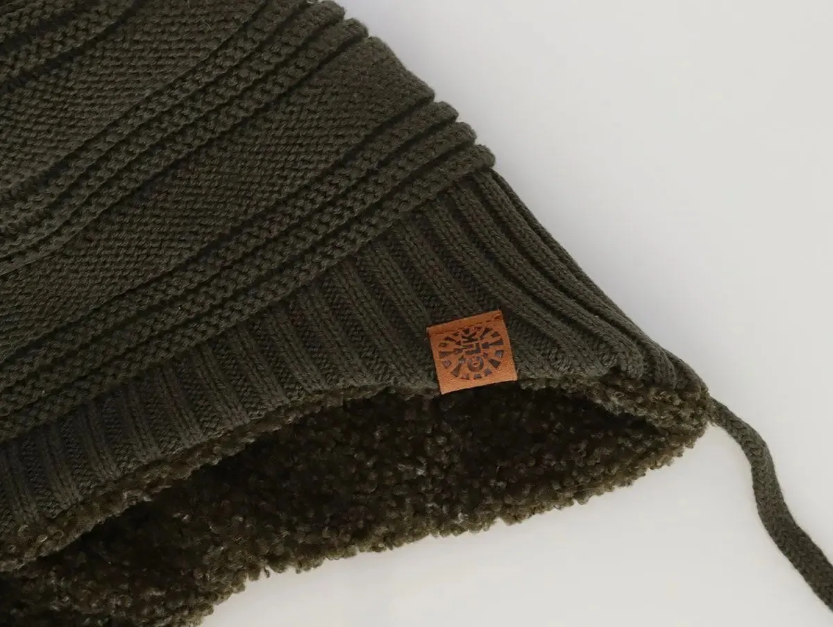 Unisex Cotton Knit Winter Hat - Olive | CALIKIDS