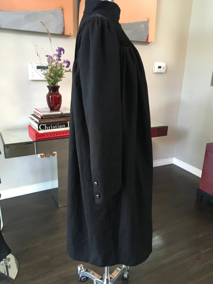 Valentino Size 6 Black Wool Velvet 1/2 Moon Opera Coat Vintage - 2217-14-6819