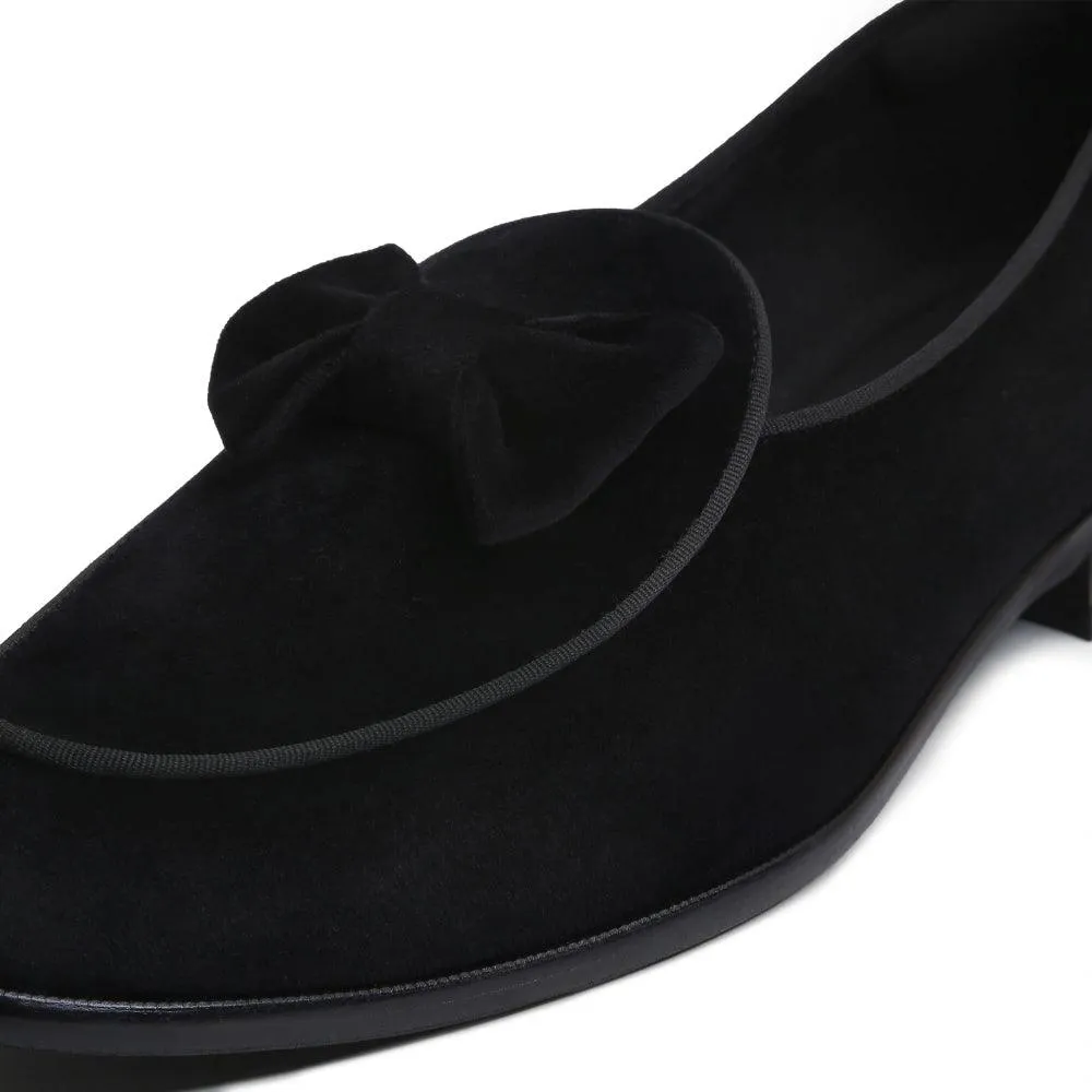 Veneto - Black Velvet Tuxedo Slip-On