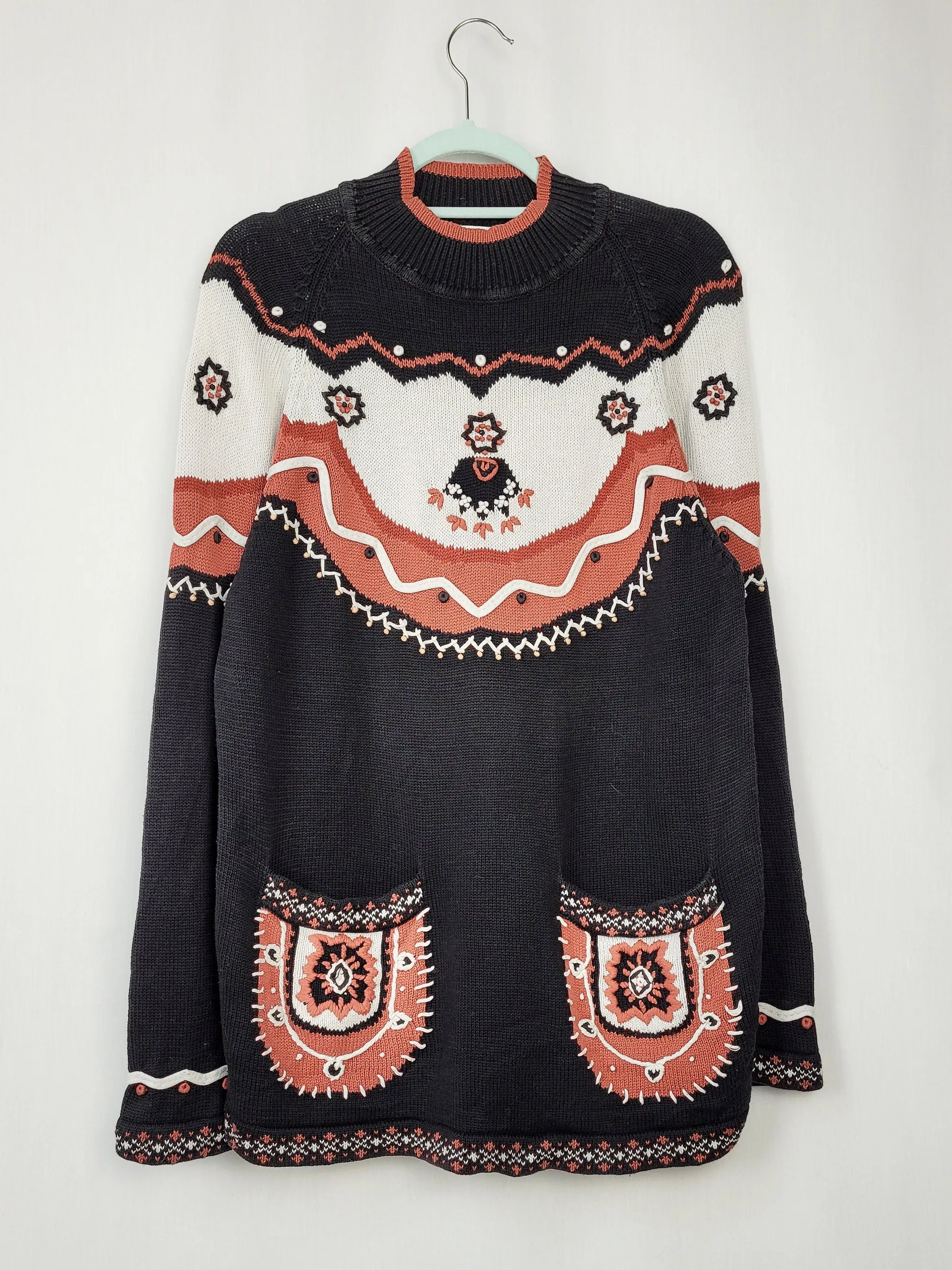 Vintage 90s Fair isle abstract print knitted jumper top