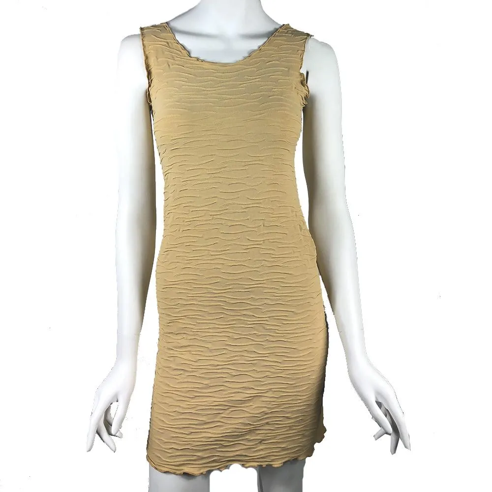 Warm Sand Crinkle Tank Dress