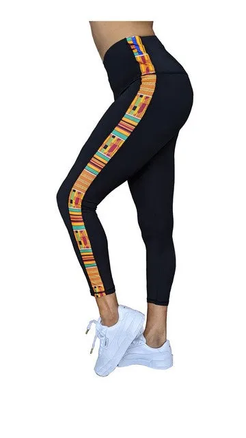 Washoge Accrah Women's High Waist Workout Kente Leggings