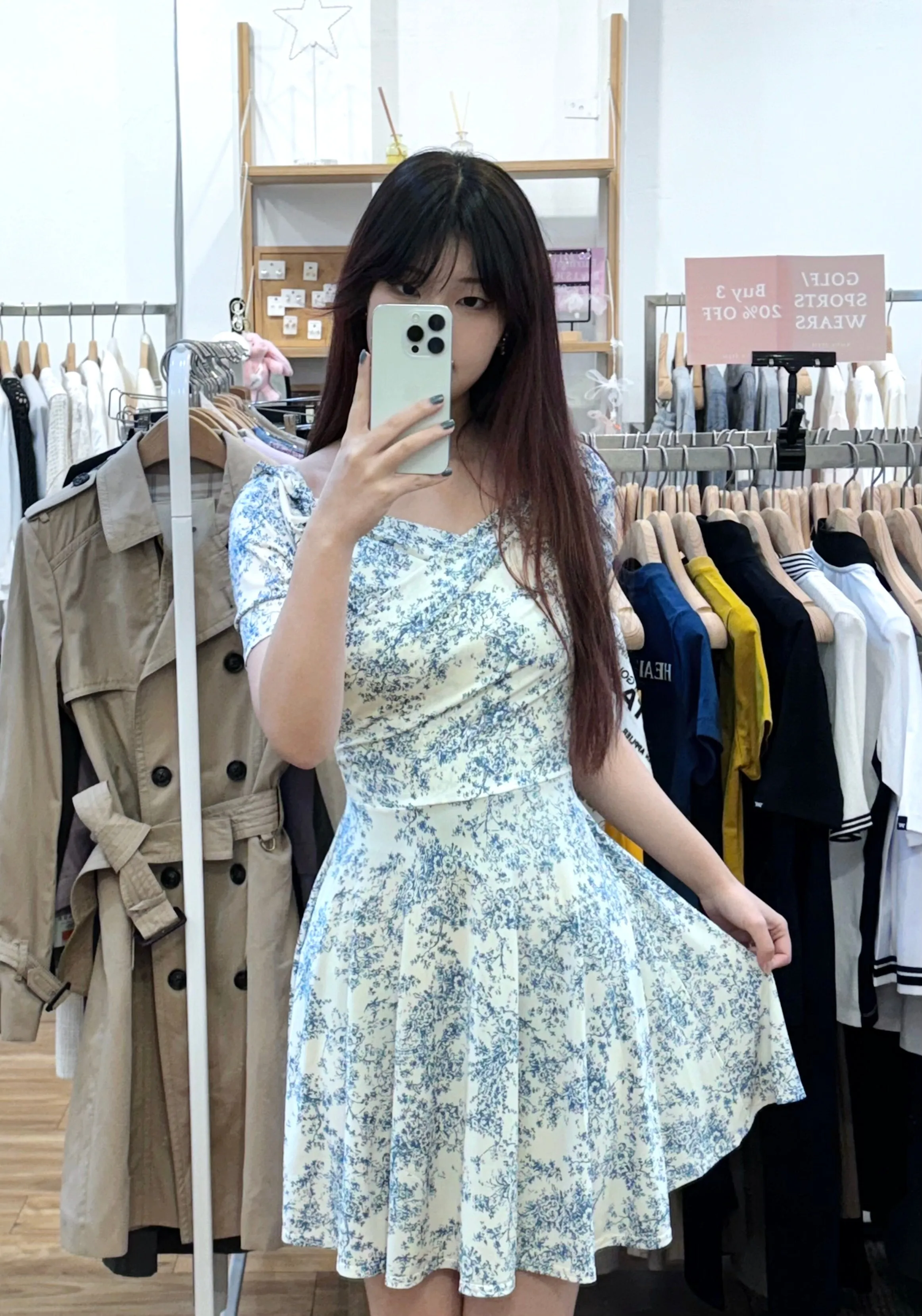 White blue floral dress