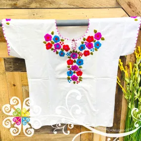 White Floral Women Embroider Top