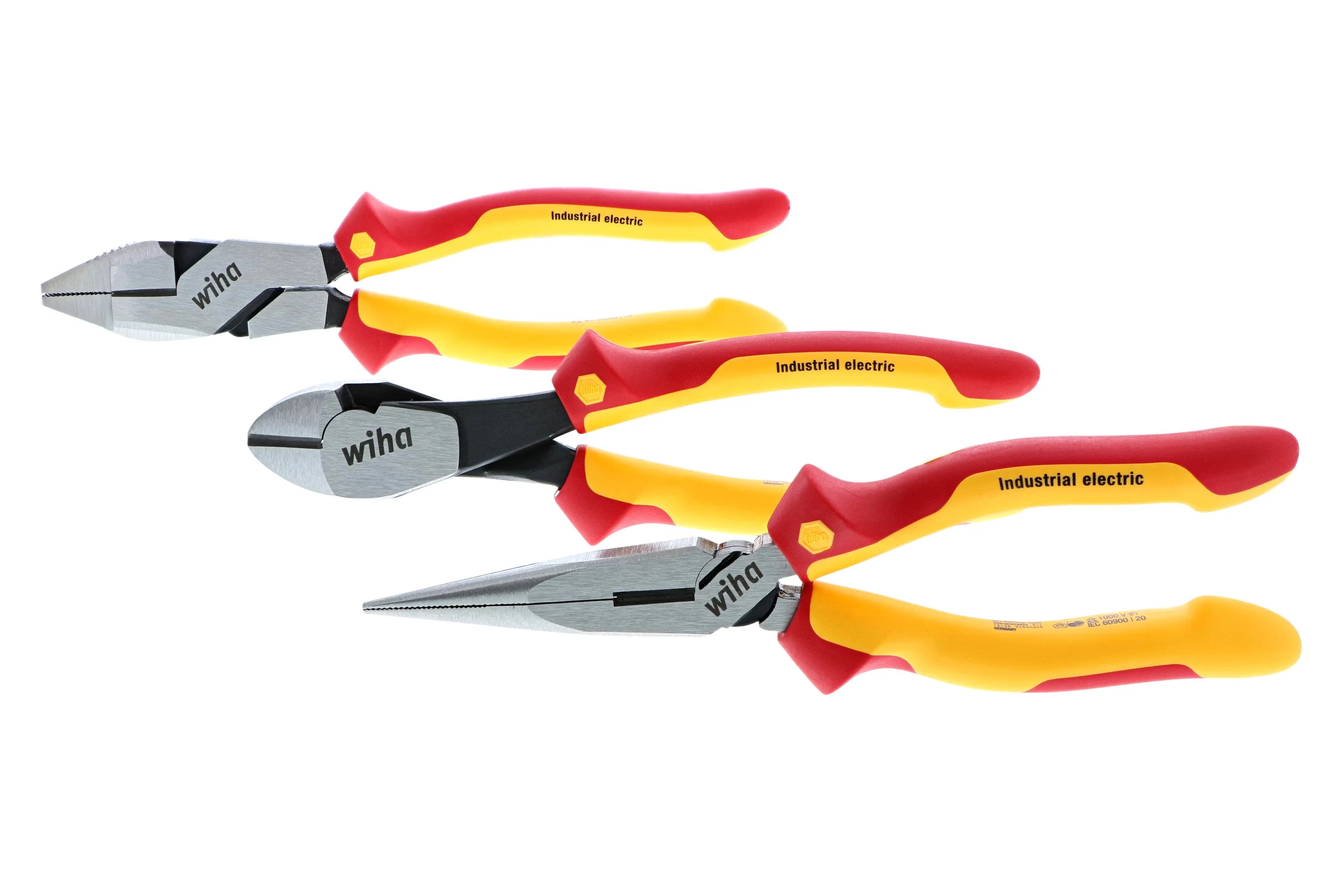 Wiha 32968 3 Piece Insulated Industrial Grip Pliers and Cutters Set