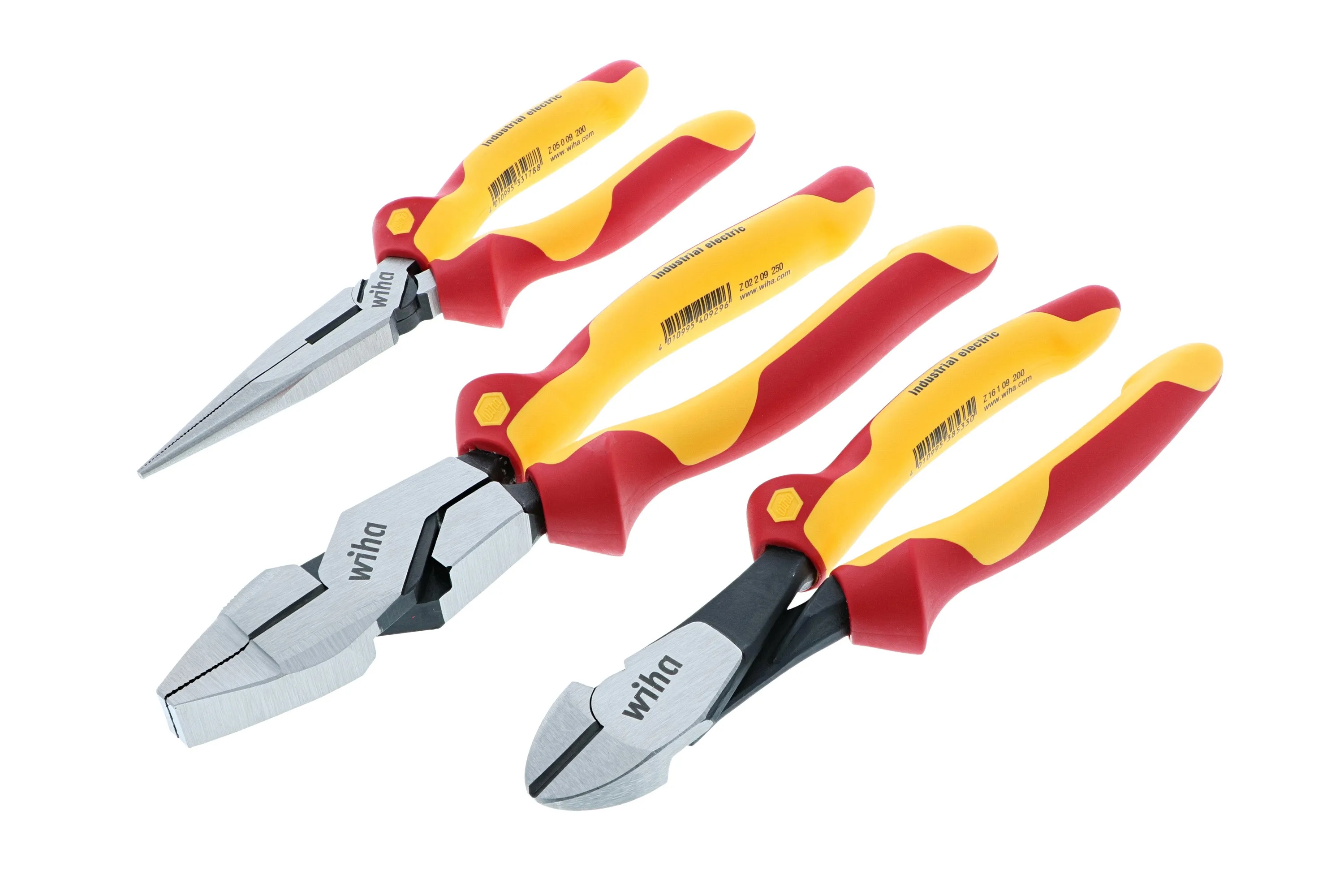 Wiha 32968 3 Piece Insulated Industrial Grip Pliers and Cutters Set