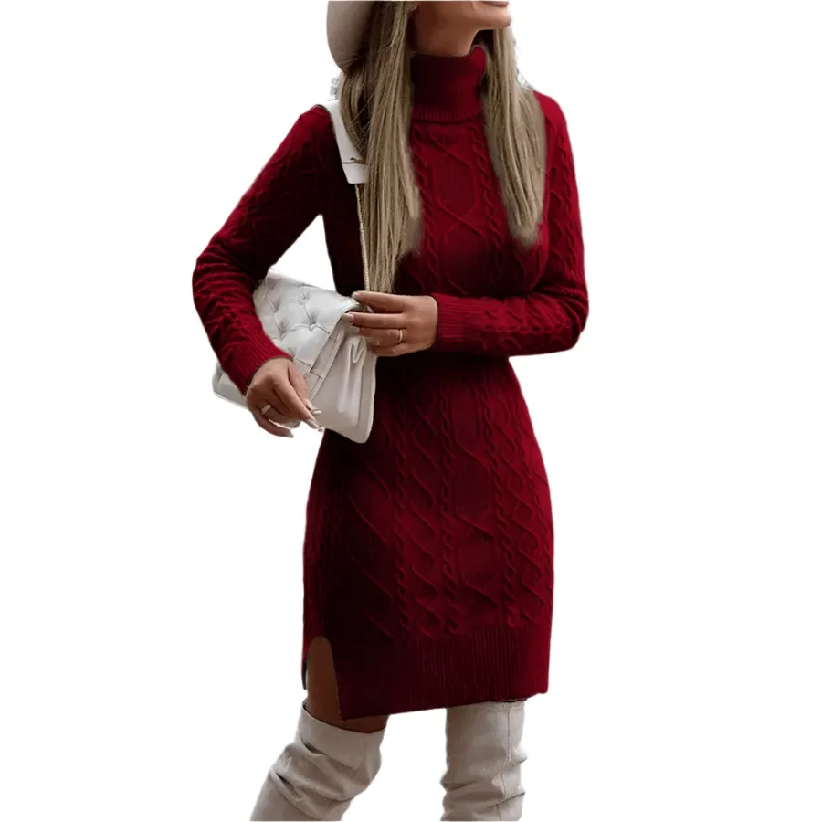 Women - Turtleneck Dress - Stylish Boho Design - Trendy Casual Wear