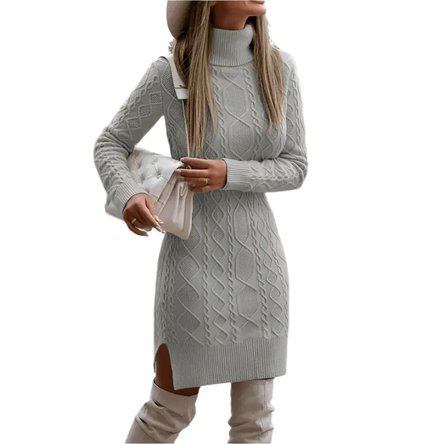 Women - Turtleneck Dress - Stylish Boho Design - Trendy Casual Wear