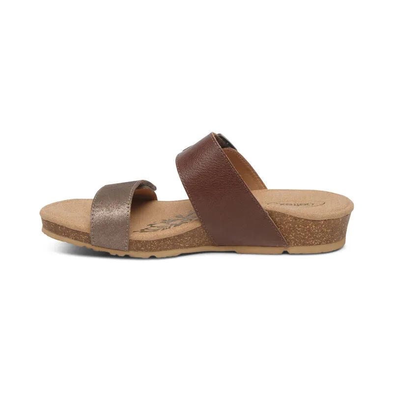 Women's Aetrex Daisy Adjustable Slide Color: Brown