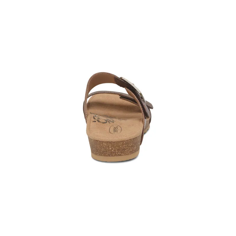 Women's Aetrex Daisy Adjustable Slide Color: Brown