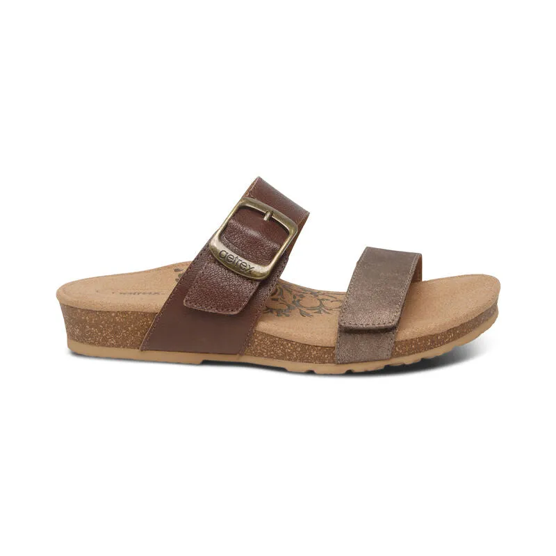 Women's Aetrex Daisy Adjustable Slide Color: Brown