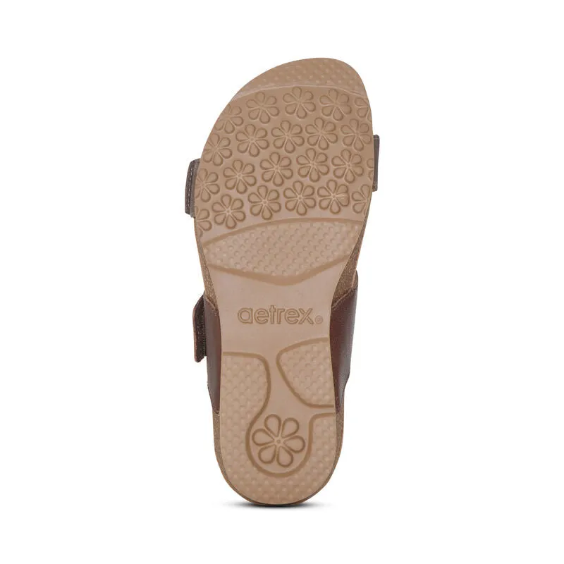 Women's Aetrex Daisy Adjustable Slide Color: Brown