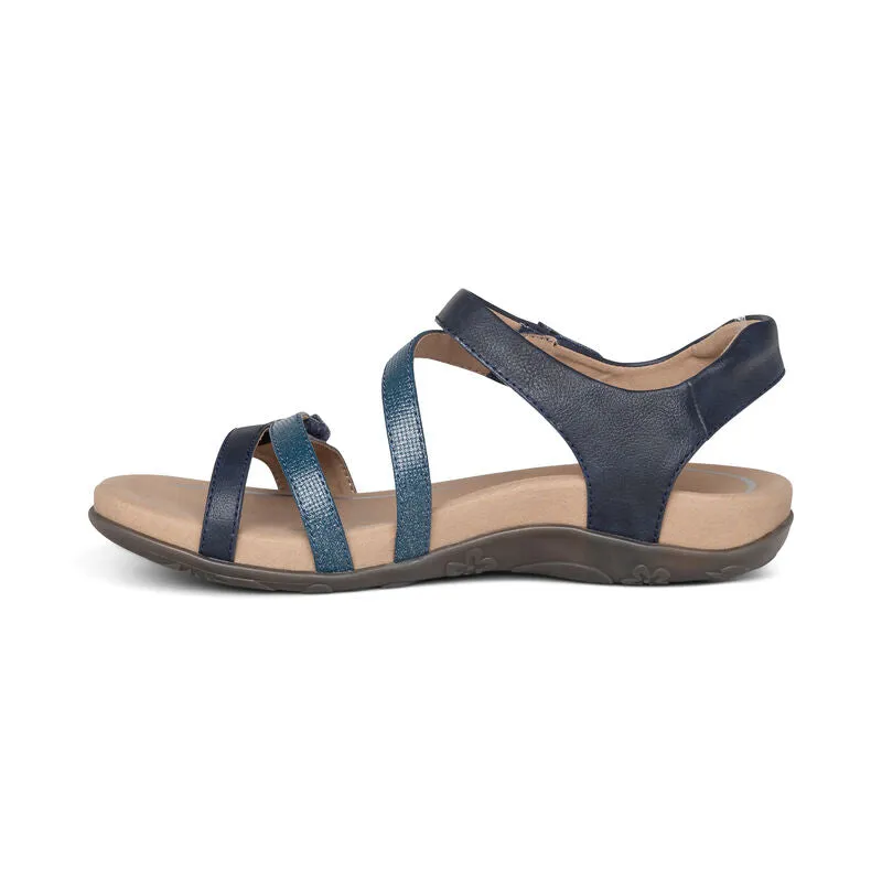 Women's Aetrex Jess Adjustable Quarter Strap Sandal Color: Navy