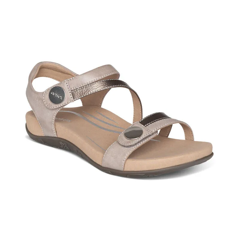 Women's Aetrex Jess Adjustable Quarter Strap Sandal Color: Smoke