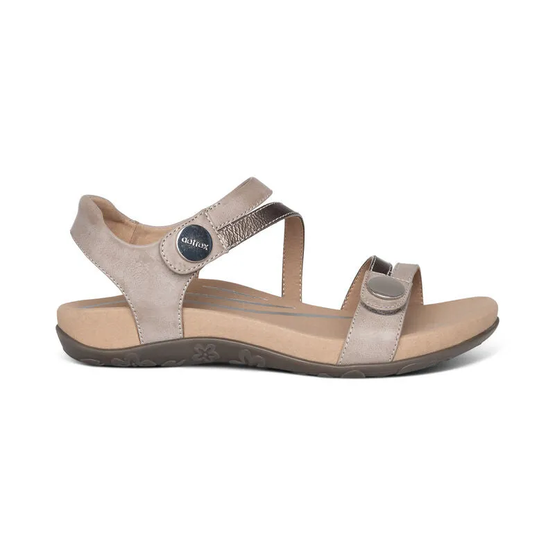 Women's Aetrex Jess Adjustable Quarter Strap Sandal Color: Smoke