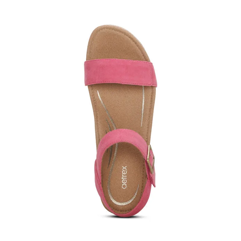 WOMEN'S AETREX SYDNEY QUARTER STRAP ESPADRILLE WEDGE | AZALEA