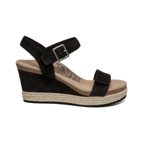 WOMEN'S AETREX SYDNEY QUARTER STRAP ESPADRILLE WEDGE | BLACK