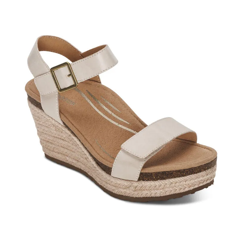 WOMEN'S AETREX SYDNEY QUARTER STRAP ESPADRILLE WEDGE | IVORY