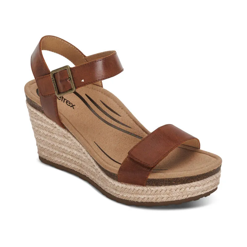 WOMEN'S AETREX SYDNEY QUARTER STRAP ESPADRILLE WEDGE | WALNUT