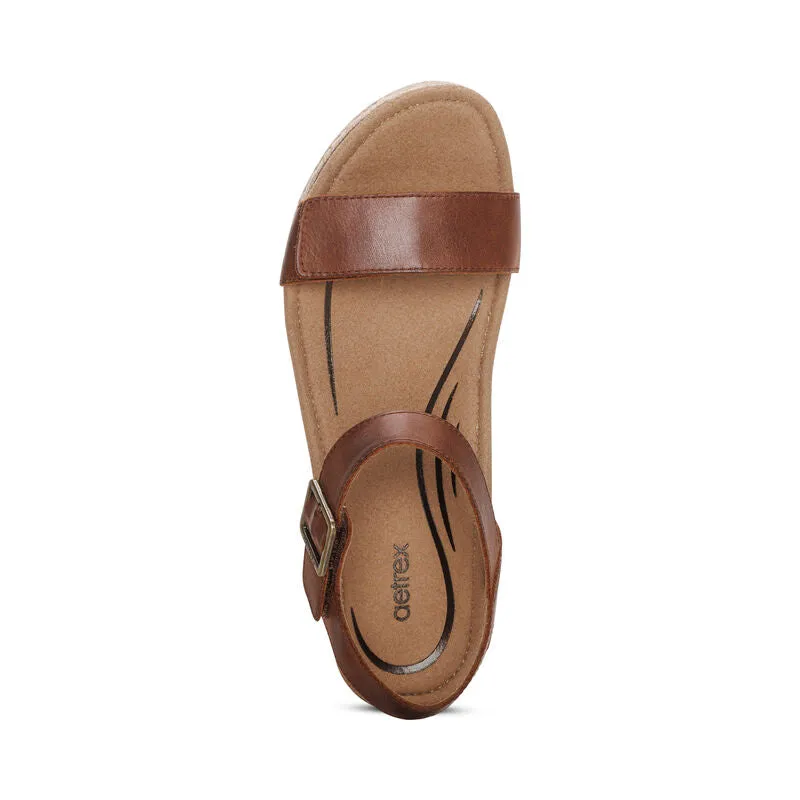 WOMEN'S AETREX SYDNEY QUARTER STRAP ESPADRILLE WEDGE | WALNUT