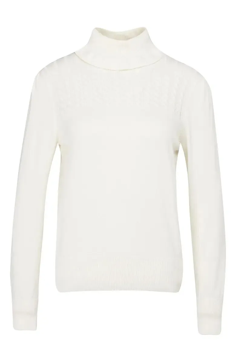 Women's Barbour | Scarlet Knit Turtleneck Cotton Sweater | Cream