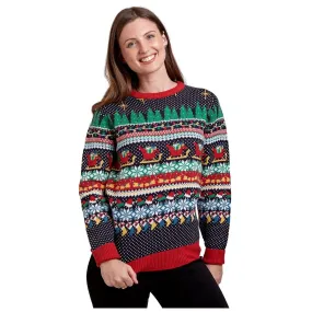 Womens Christmas Jumper Multi Colour Xmas Icon Knit Pattern